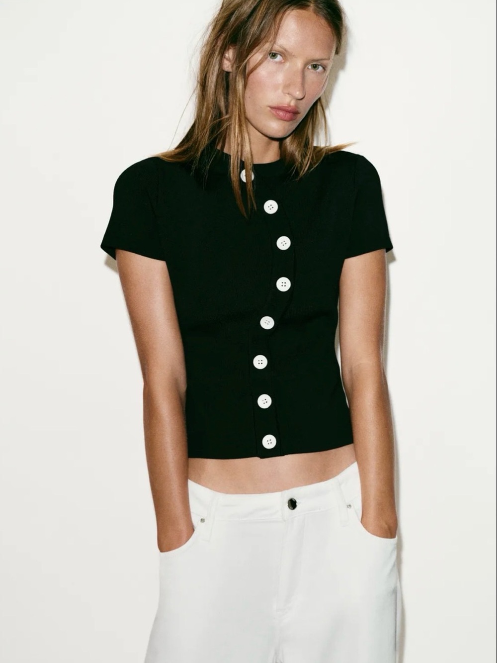 ZARA ASYMMETRIC CLOSURE KNIT TOP Brand new